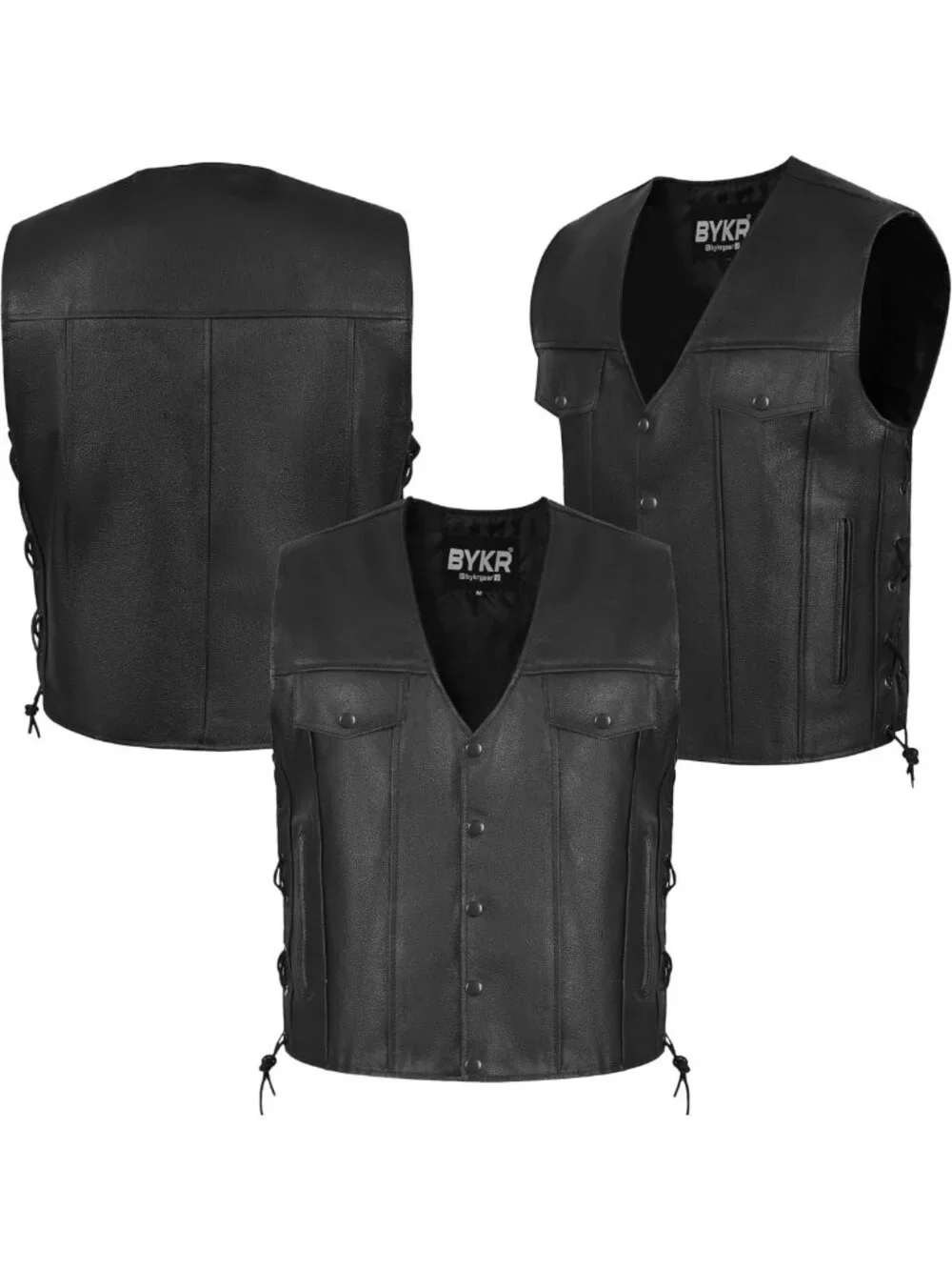 Unisex Leather Motorcycle Vest - Adjustable Biker Vest for Riding & Club Use